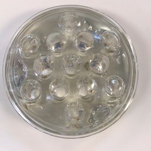 Thick/Heavy Vintage Footed Glass Floral Frog w/‎ 13 Holes